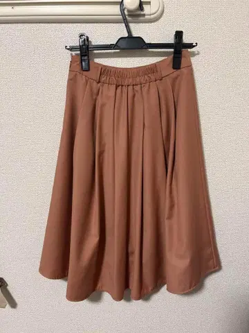 브라운 플레어 스커트 허리밴딩