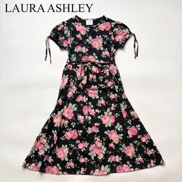 LAURA ASHLEY 장미 리본 원피스 플레어 드레스 플라워
