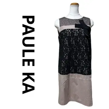 컨디션 최상 PAULE KA 폴카 슬리브리스 원피스 블랙 베이지 M