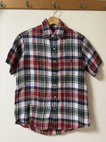 [Ralph Lauren] 린넨 소재 반팔 체크 셔츠