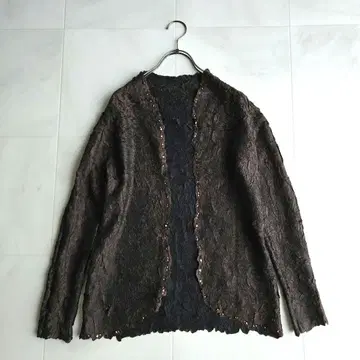 SPECCHIO 스페치오 크러쉬 플리츠 가디건 겉옷 브라운