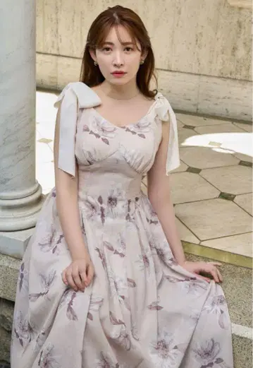 herlipto 해바라기 프린트 미디 드레스 XS
