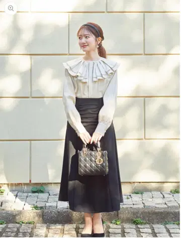 Maison Echelle 사다리 레이스 A 라인 스커트 블랙