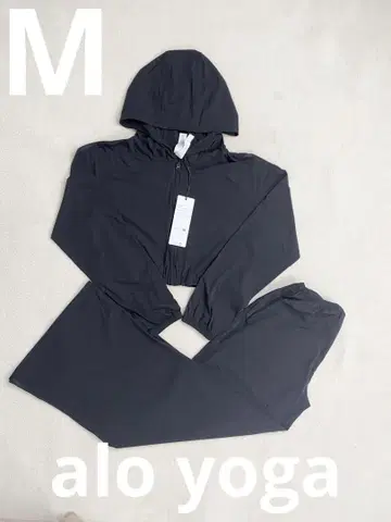 ALO Yoga 풀 지퍼 후디 셋업 M (블랙)