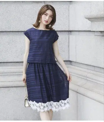 tocco closet 토코 클로젯 밑단 레이스 시어 체크 셋업