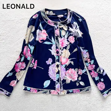 LEONALD 레오나르 가디건 트림 플라워 무늬 올 패턴