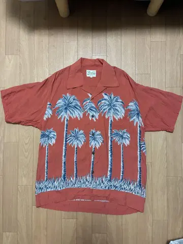 빅 존 Vintage Aloha 팜 트리 패턴 알로하 셔츠 L