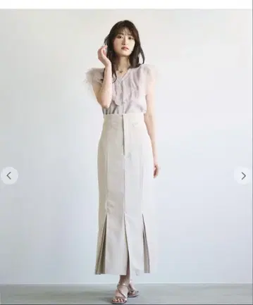 코코딜 하이웨스트 플리츠 디자인 머메이드 스커트