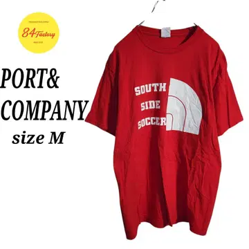 PORT & COMPANY 프린트 티셔츠 반팔 빨간색 남성용 M