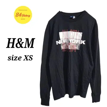 H&M 롱 슬리브 프린트 티셔츠 컷소 롱 T 블랙 남성용 XS