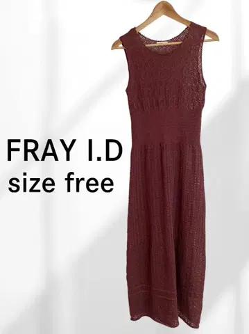 FRAY I.D 크로쉐 니트 원피스 빨간색 계열 플레어 여름/가을