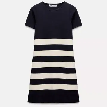 Zara 스트라이프 패턴 니트 미니 원피스