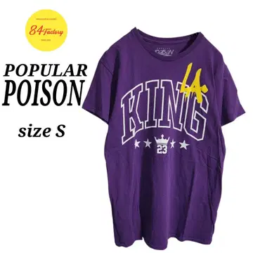 POPULAR POISON 프린트 티셔츠 반팔 보라색 남성용 S