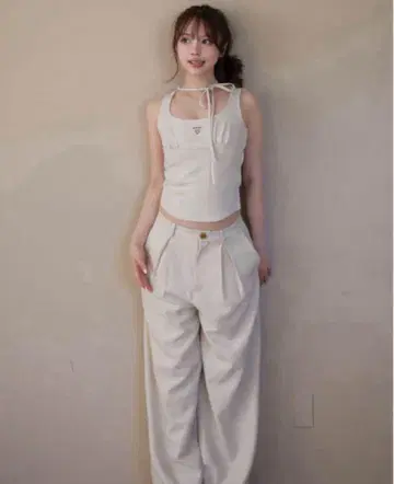 도나 리본 팬츠 세트 아이보리 앤메리