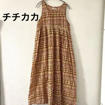 TITICACA 티티카카 슬리브리스 올 패턴 화려한 코튼 롱 원피스