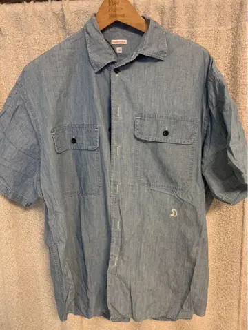 dressterior 데님 블루 반팔 셔츠 D 자수