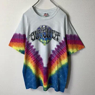 90s USA제 티셔츠 XL 타이다이 사이키델릭 싱글 스티치