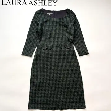 LAURA ASHLEY 하운드투스 체크 포켓 원피스 올 패턴 그린 롱