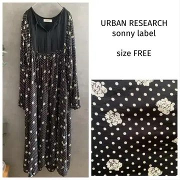 URBAN RESEARCH 꽃무늬 도트 카프탄 롱 원피스 블랙