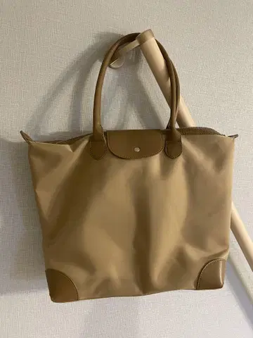 베이지 나일론 가죽 비즈니스 백