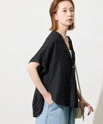 JOURNAL STANDARD 레이온 린넨 노카라 스키퍼 블라우스