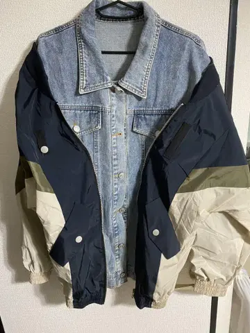 데님 나일론 바이컬러 자켓