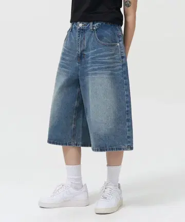 워시드 데님 버뮤다 팬츠 M 유니섹스