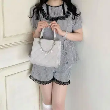 evelyn 레이스 프릴 페플럼 세트 에블린 셋업