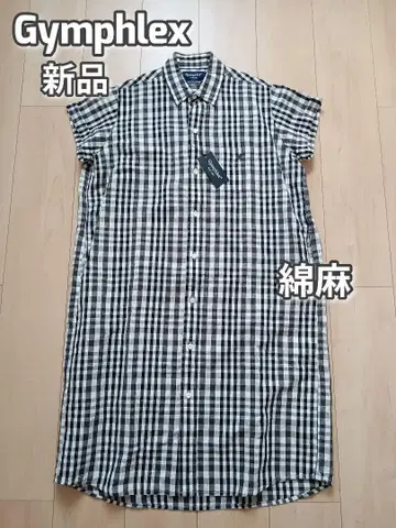 택 포함 새상품 짐플렉스 코튼 린넨 체크 셔츠 원피스 12
