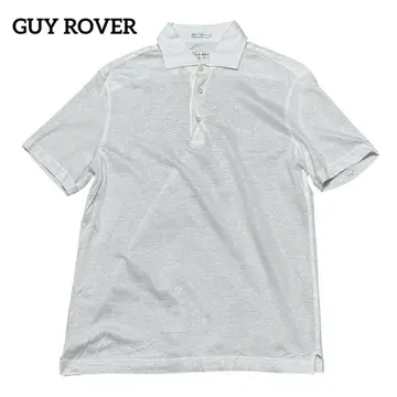 GUY ROVER 피케 셔츠 코튼 린넨 화이트 남성용 사이즈 L