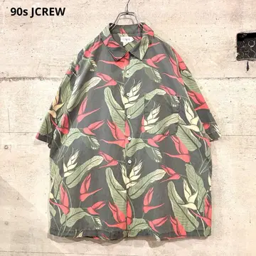 90s JCREW 제이크루 오픈 카라 셔츠 올 패턴 알로하 거인 택