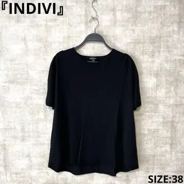 일본제 [INDIVI] 반팔 썸머 니트 풀오버 블랙 오피스 캐주얼 38