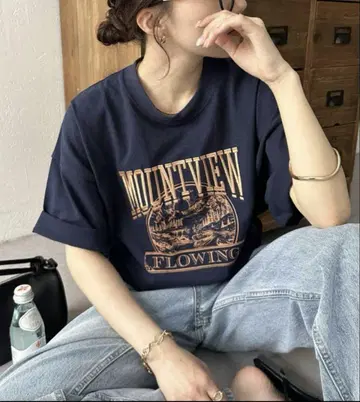 디스코트 네이비 로고 티셔츠 반팔 자수 반팔 티셔츠 네이비