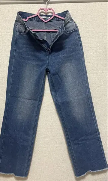 하트 자수 다크 블루 데님