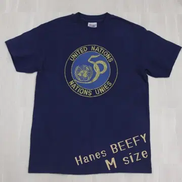 Hanes BEEFY UN 티셔츠 네이비 M 사이즈 50주년 기념 UN