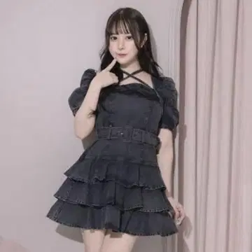 pium 피움 티어드 프릴 미니 원피스 원피스 데님 사야피