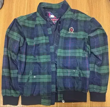 TOMMY JEANS S 사이즈 체크 무늬 점퍼 타미힐피거