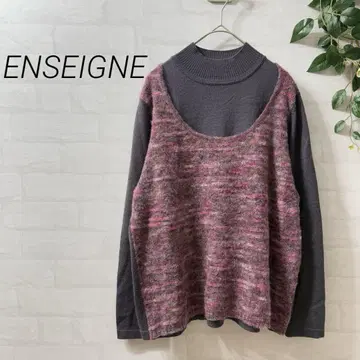 ENSEIGNE 안프레르 레이어드 스타일 긴팔 니트 탑 그레이 핑크