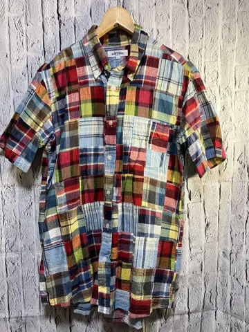 거의 새상품 TEIJIN MEN'S SHOP 패치워크 반팔 셔츠 L
