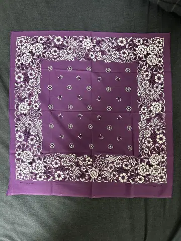 vintage bandanna 꽃무늬 보라색 반다나 100% 코튼