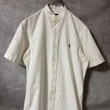 랄프 로렌 반팔 셔츠 노카라 셔츠 자수 로고 화이트