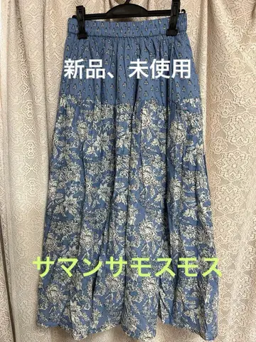 SM2 꽃무늬 롱 스커트 블루