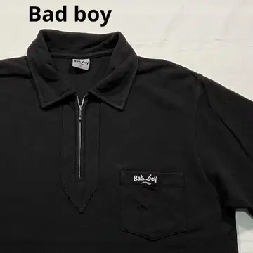Bad boy 피케 셔츠 하프 지퍼 올드 스케이트 블랙