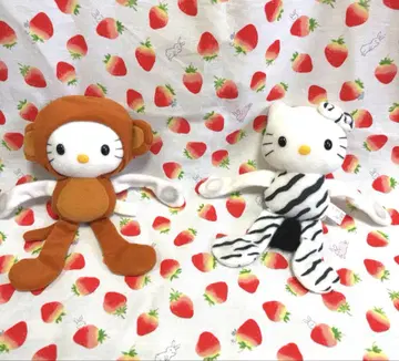 산리오 헬로키티 원숭이&무마 인형옷 자석 포함 봉제 인형 2종 세트