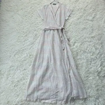 베르니카] 랩 원피스 롱 보더 자수 멀티 컬러 벨트