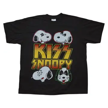 키스 티셔츠 XL 블랙 스누피 KISS SNOOPY 반 티