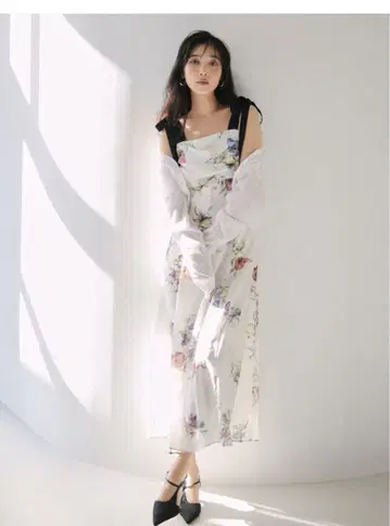 프레이 아이디 숄더 리본 플라워 원피스