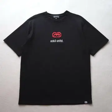 90s 에코 언리미티드 백 프린트 자수 로고 티셔츠 블랙 B 계열