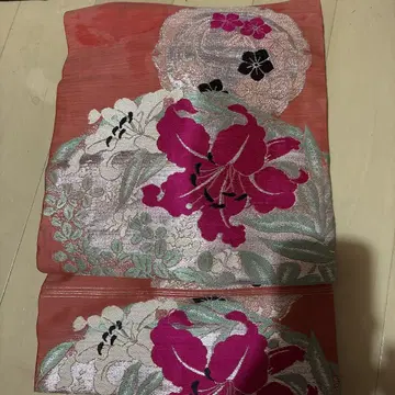 여름용 나고야 오비 백합 자수 오비 명주