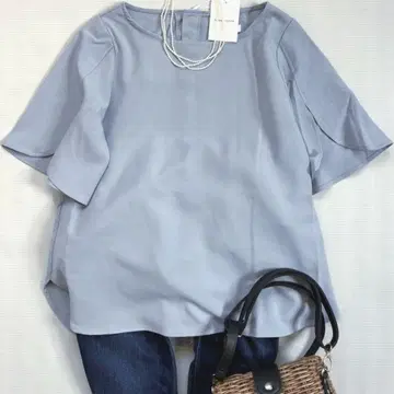 택 포함 내추럴 꾸뛰르 BACK 펄 하치와레 슬리브 TOPS
